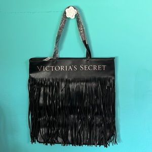 NWT Victoria’s Secret Pleather Tote with Fringed Front Accent
